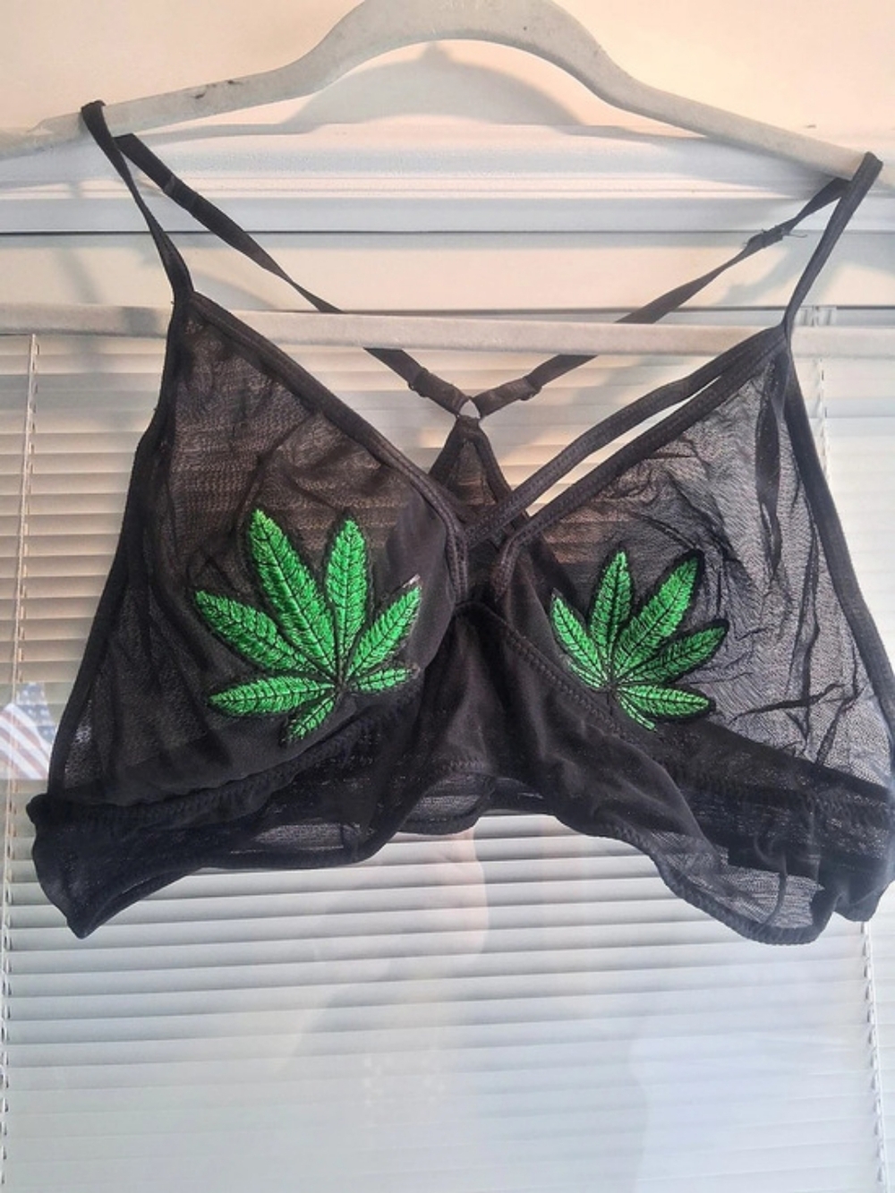 BodyRage Black Mesh Embroidered Bra Size Medium Like New